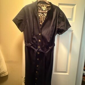 dressbarn Denim Button-Down Dress with Leopard Lining